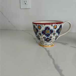 Anthropologie "Kebaya" Mandala Floral Footed Pedestal Coffee Mug
